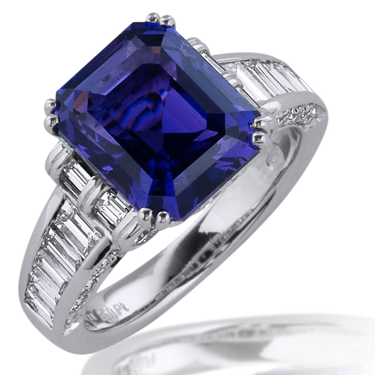 Picchiotti - Octagonal Blue Sapphire and White Diamond Ring in 18K White Gold - Jackson Hole Jewelry Company