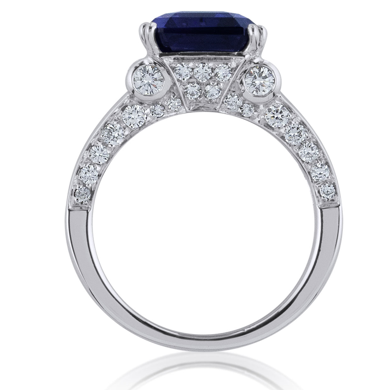 Picchiotti - Octagonal Blue Sapphire and White Diamond Ring in 18K White Gold - Jackson Hole Jewelry Company