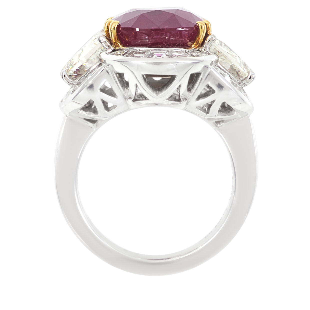 Picchiotti - Oval Ruby and Half-Moon Diamond Ring in 18K White Gold - Jackson Hole Jewelry Company
