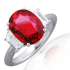 Picchiotti - Oval Ruby and Trapezoide White Diamond Ring in Platinum - Jackson Hole Jewelry Company