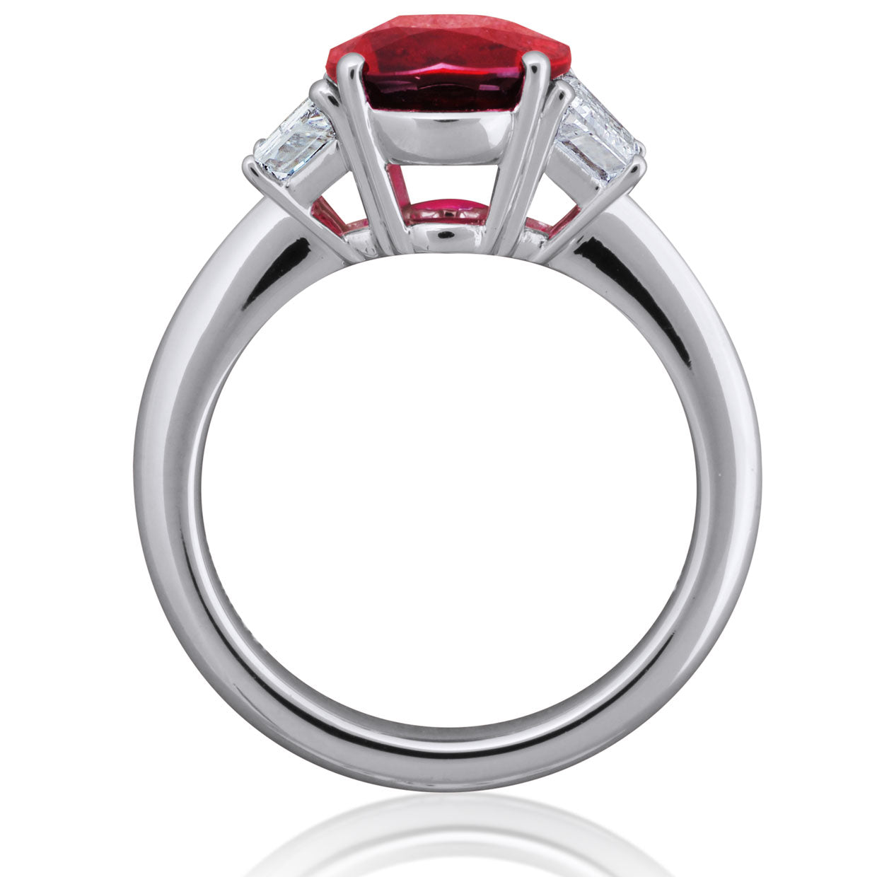 Picchiotti - Oval Ruby and Trapezoide White Diamond Ring in Platinum - Jackson Hole Jewelry Company