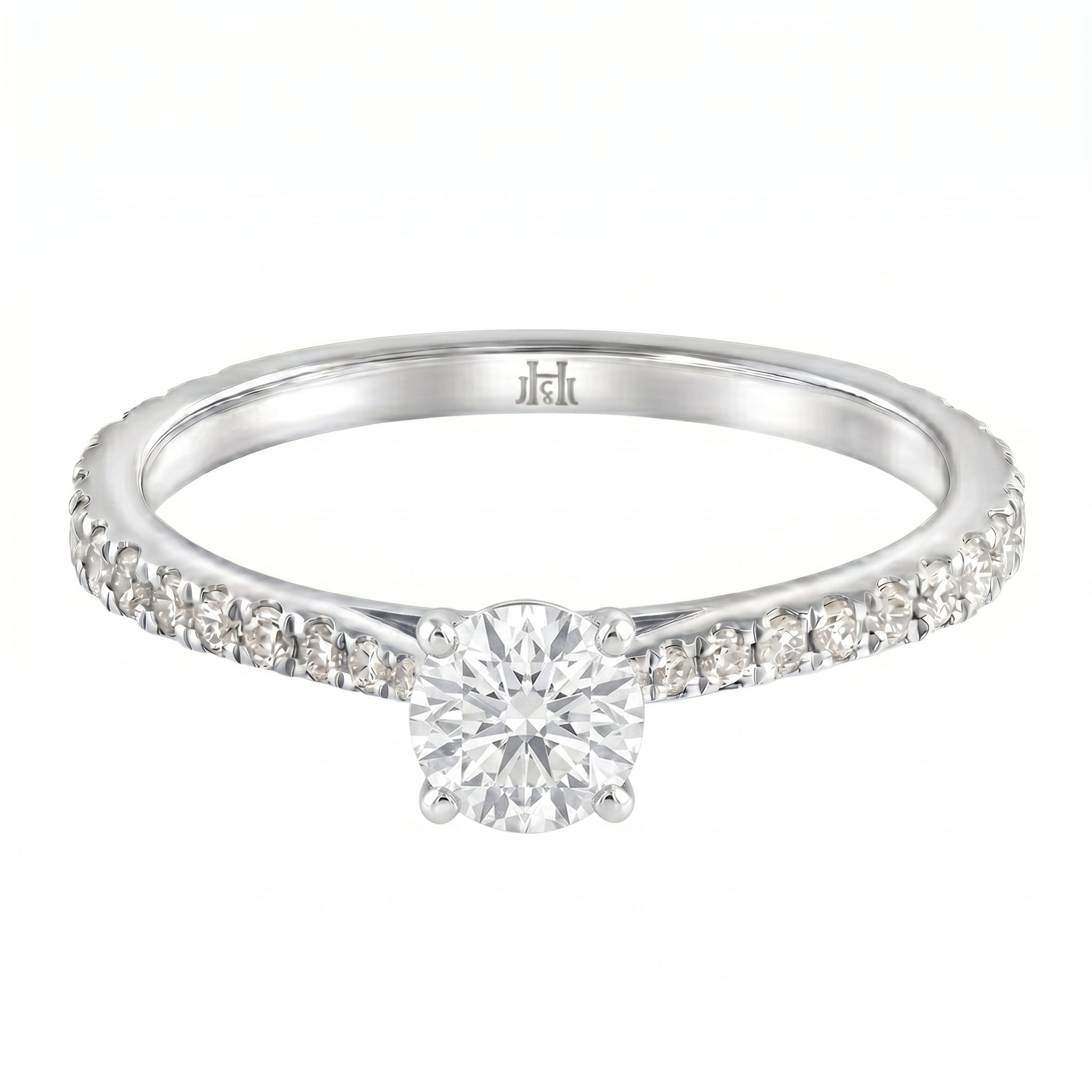 Le PeTeton Round French Cut Diamond Engagement Ring with Pavé Set in 18K Gold - Jackson Hole Jewelry Company