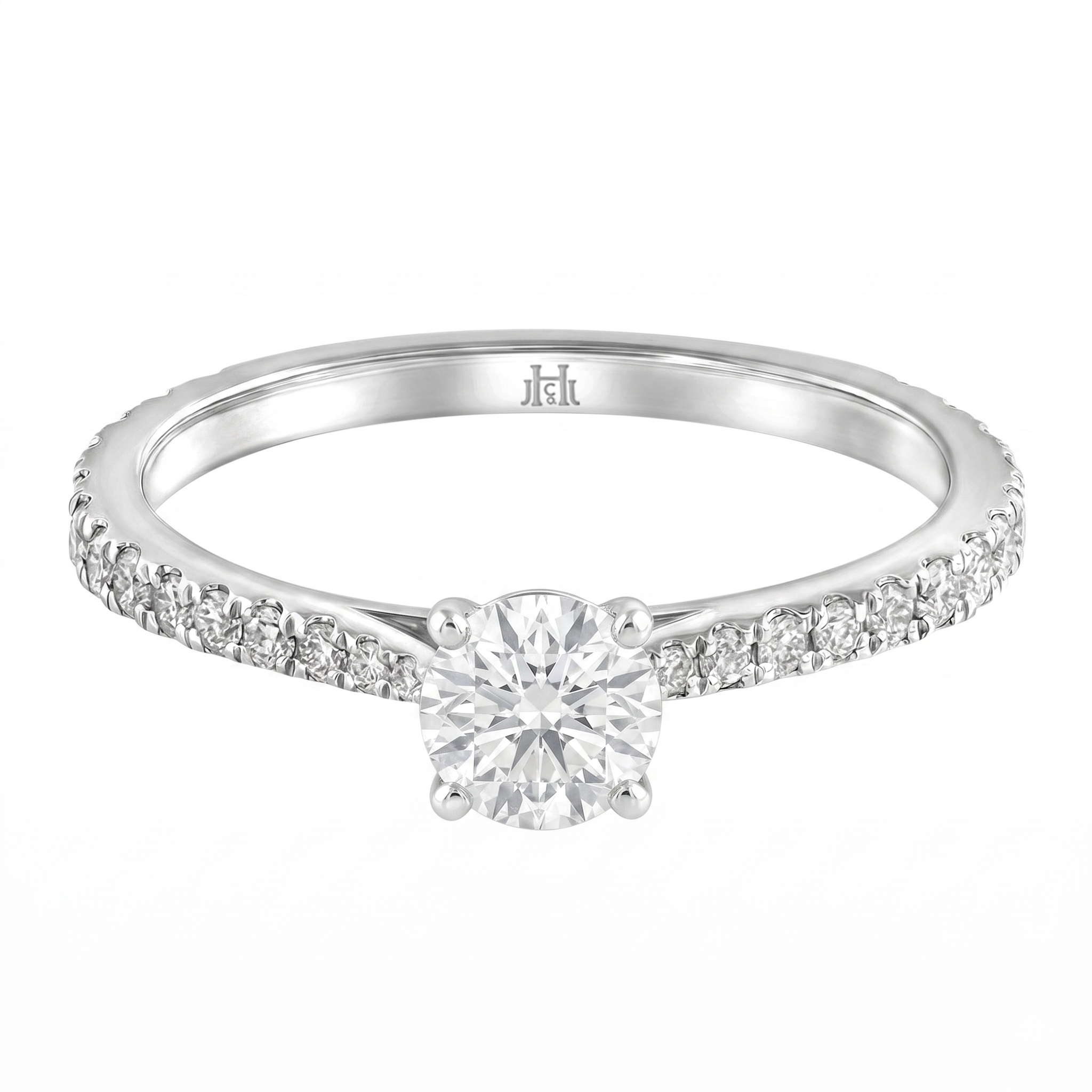 Le PeTeton Round French Cut Diamond Engagement Ring with Pavé Set in 18K Gold - Jackson Hole Jewelry Company