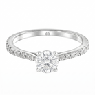 Le PeTeton Round French Cut Diamond Engagement Ring with Pavé Set in 18K Gold - Jackson Hole Jewelry Company