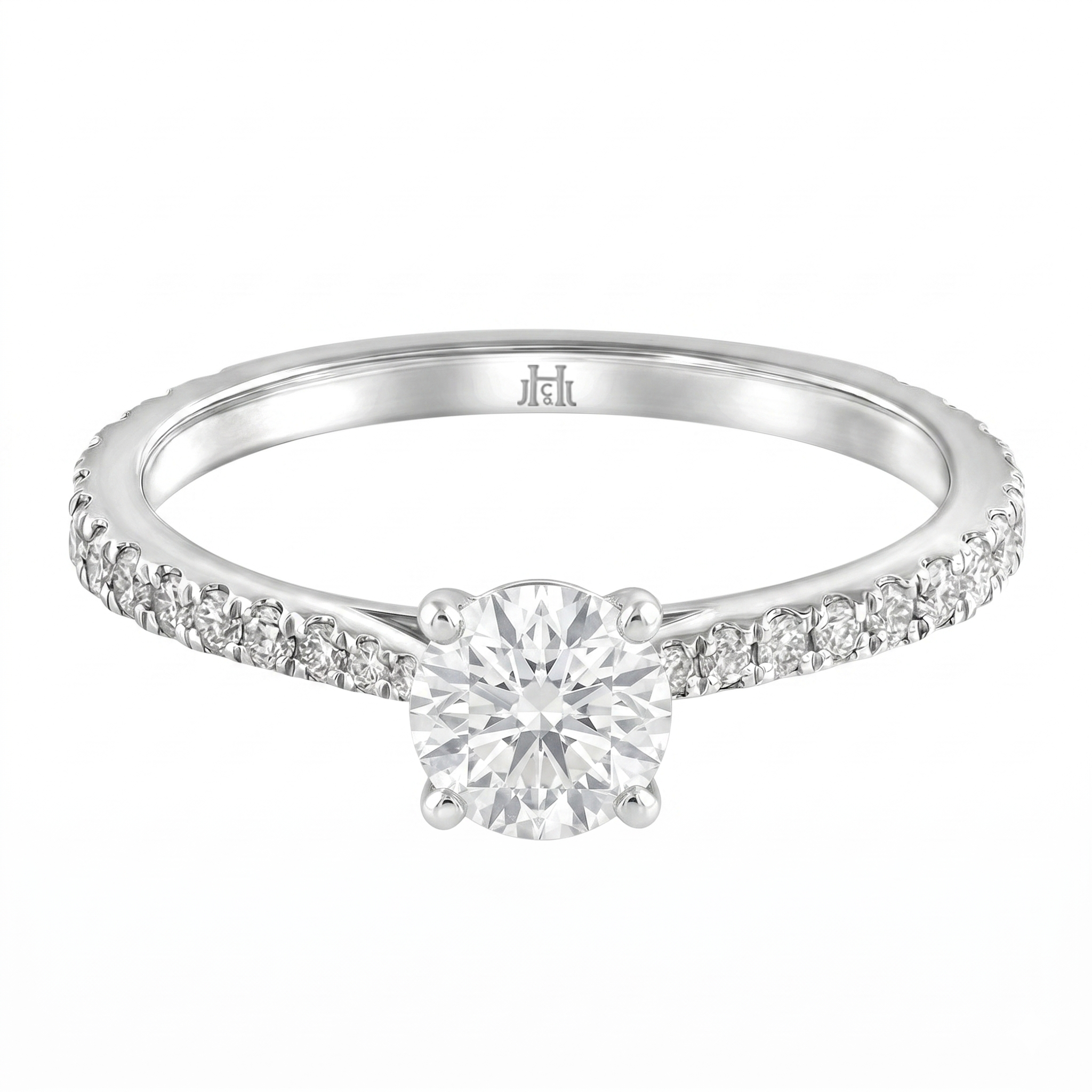 Le PeTeton Round French Cut Diamond Engagement Ring with Pavé Set in 18K Gold - Jackson Hole Jewelry Company