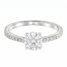 Le Grande Teton Round French Cut Diamond Solitaire Engagement Ring with Pavé Set in 18K Gold - Jackson Hole Jewelry Company