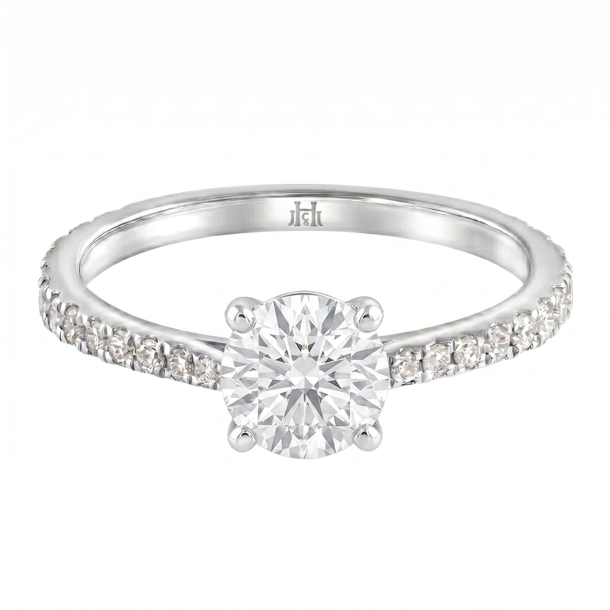 Le Grande Teton Round French Cut Diamond Solitaire Engagement Ring with Pavé Set in 18K Gold - Jackson Hole Jewelry Company