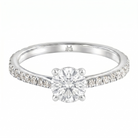 Le Grande Teton Round French Cut Diamond Solitaire Engagement Ring with Pavé Set in 18K Gold - Jackson Hole Jewelry Company