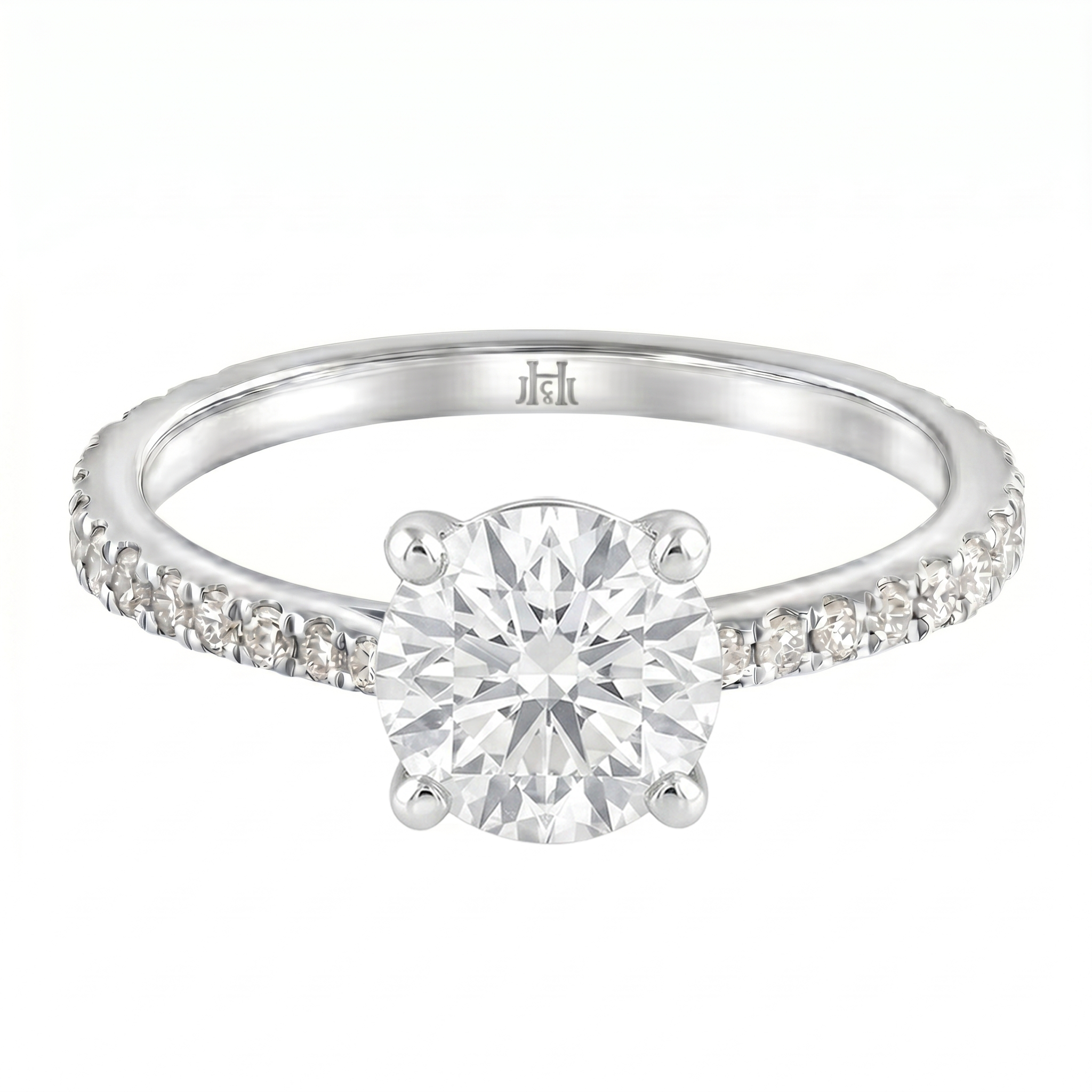 Le Grande Teton Round French Cut Diamond Solitaire Engagement Ring with Pavé Set in 18K Gold - Jackson Hole Jewelry Company
