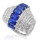 Picchiotti - Octagonal Blue Sapphire and Diamond Ring in 18K White Gold - Jackson Hole Jewelry Company