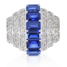Picchiotti - Octagonal Blue Sapphire and Diamond Ring in 18K White Gold - Jackson Hole Jewelry Company