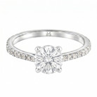 Le Grande Teton Round French Cut Diamond Solitaire Engagement Ring with Pavé Set in 18K Gold - Jackson Hole Jewelry Company