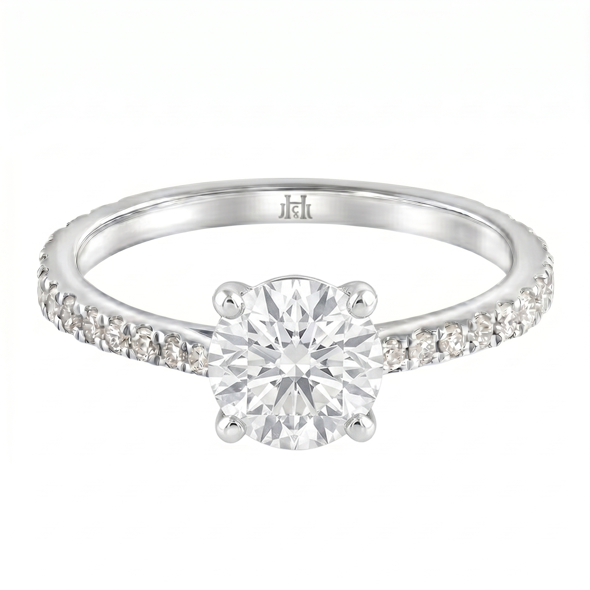 Le Grande Teton Round French Cut Diamond Solitaire Engagement Ring with Pavé Set in 18K Gold - Jackson Hole Jewelry Company