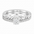 Le PeTeton Round French Cut Diamond Solitaire Engagement Dúo Stack Rings with Pavé Set in 18K Gold - Jackson Hole Jewelry Company
