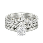 Le PeTeton Round French Cut Diamond Solitaire Engagement Trio Stack Rings in 18K Gold - Jackson Hole Jewelry Company