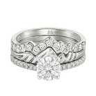 Le Grande Teton Round French Cut Diamond Solitaire Engagement Trio Stack Rings with Pavé Set in 18K Gold - Jackson Hole Jewelry Company