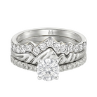 Le Grande Teton Round French Cut Diamond Solitaire Engagement Trio Stack Rings with Pavé Set in 18K Gold - Jackson Hole Jewelry Company