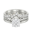 Le Grande Teton Round French Cut Diamond Solitaire Engagement Trio Stack Rings in 18K Gold - Jackson Hole Jewelry Company