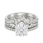 Le Grande Teton Round French Cut Diamond Solitaire Engagement Trio Stack Rings with Pavé Set in 18K Gold - Jackson Hole Jewelry Company