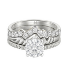 Le Grande Teton Round French Cut Diamond Solitaire Engagement Trio Stack Rings with Pavé Set in 18K Gold - Jackson Hole Jewelry Company