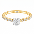 Le PeTeton Round French Cut Diamond Engagement Ring with Pavé Set in 18K Gold - Jackson Hole Jewelry Company