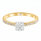 Le PeTeton Round French Cut Diamond Engagement Ring with Pavé Set in 18K Gold - Jackson Hole Jewelry Company
