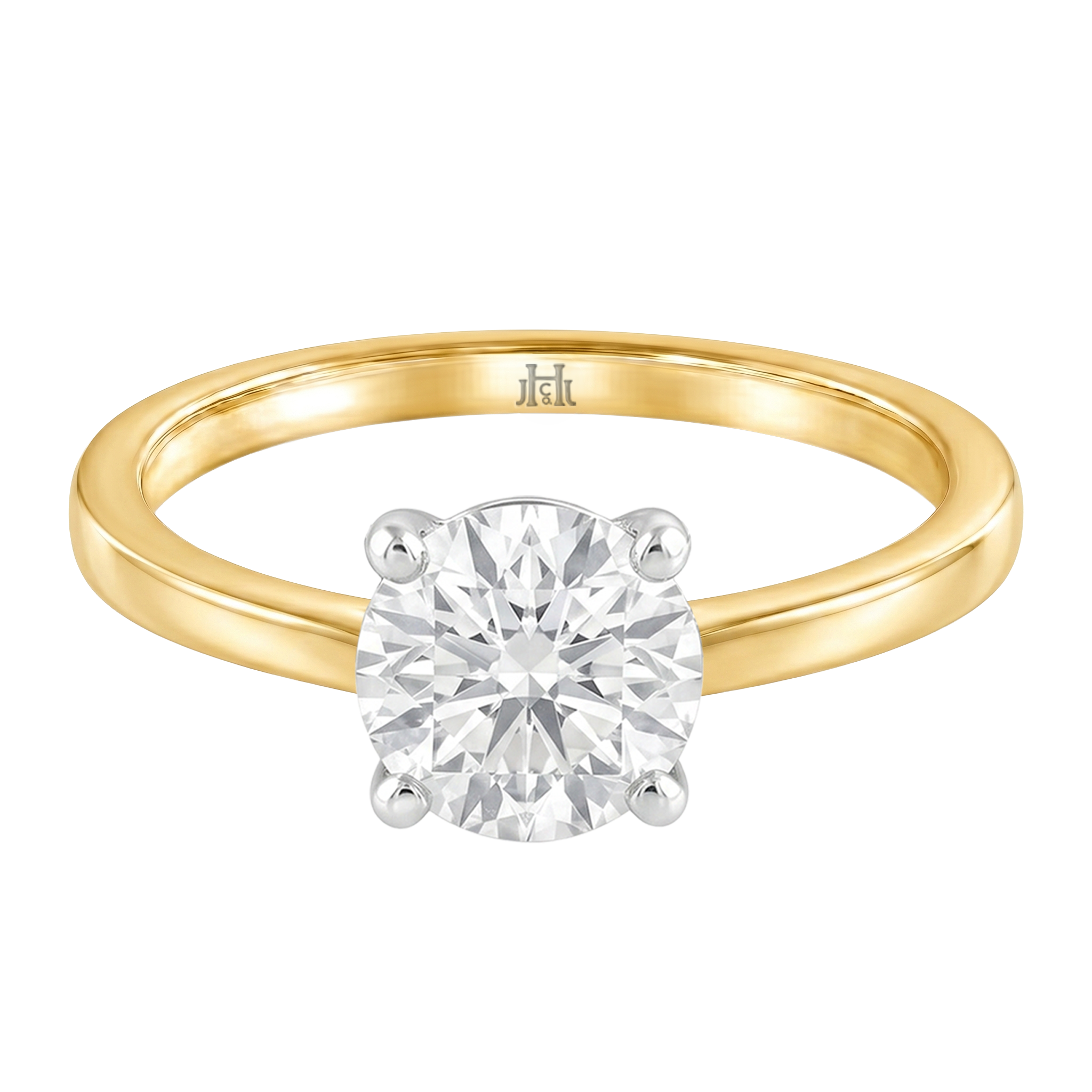Le Grande Teton Round French Cut Diamond Solitaire Engagement Ring in 18K Gold - Jackson Hole Jewelry Company