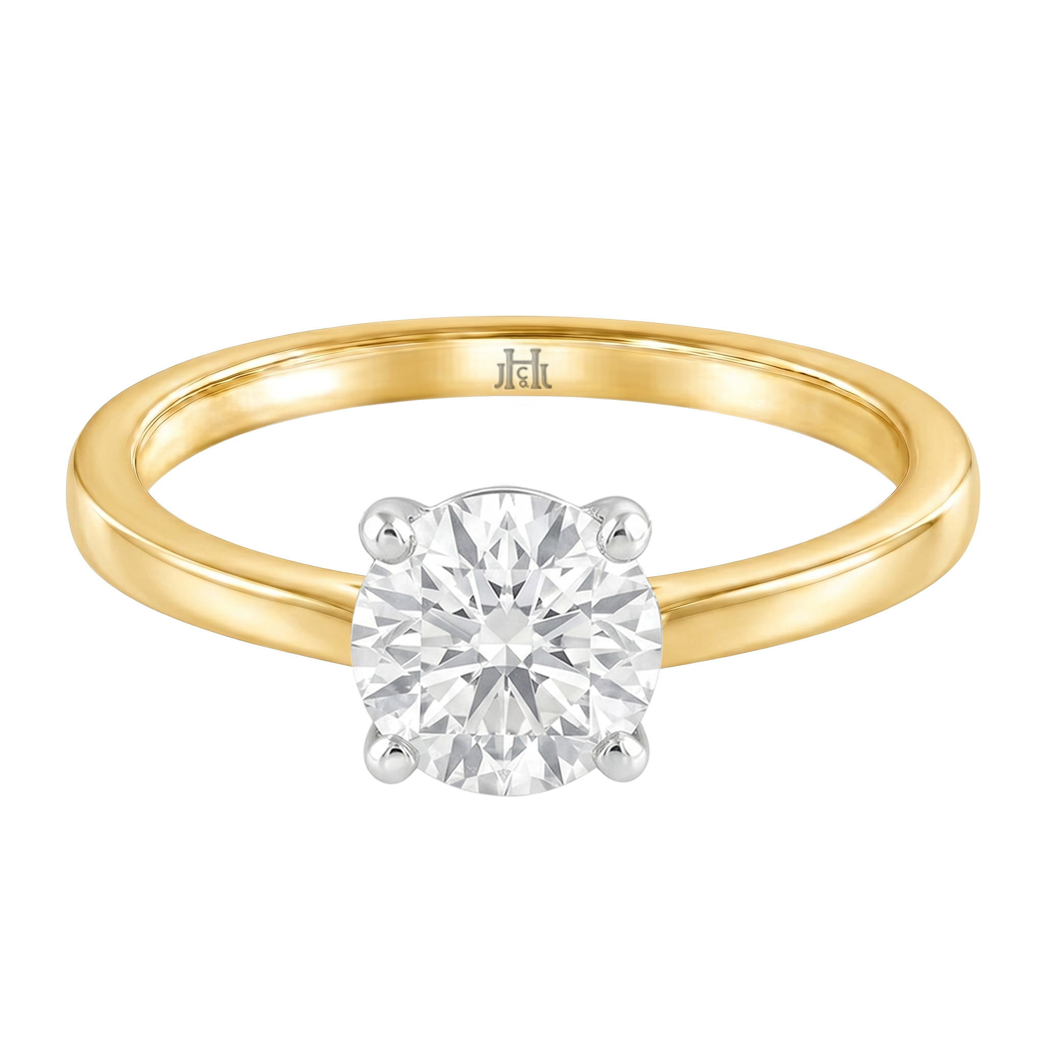 Le Grande Teton Round French Cut Diamond Solitaire Engagement Ring in 18K Gold - Jackson Hole Jewelry Company
