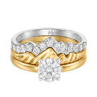 Le Grande Teton Round French Cut Diamond Solitaire Engagement Trio Stack Rings in 18K Gold - Jackson Hole Jewelry Company