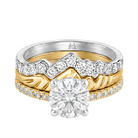 Le Grande Teton Round French Cut Diamond Solitaire Engagement Trio Stack Rings with Pavé Set in 18K Gold - Jackson Hole Jewelry Company