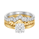 Le Grande Teton Round French Cut Diamond Solitaire Engagement Trio Stack Rings in 18K Gold - Jackson Hole Jewelry Company