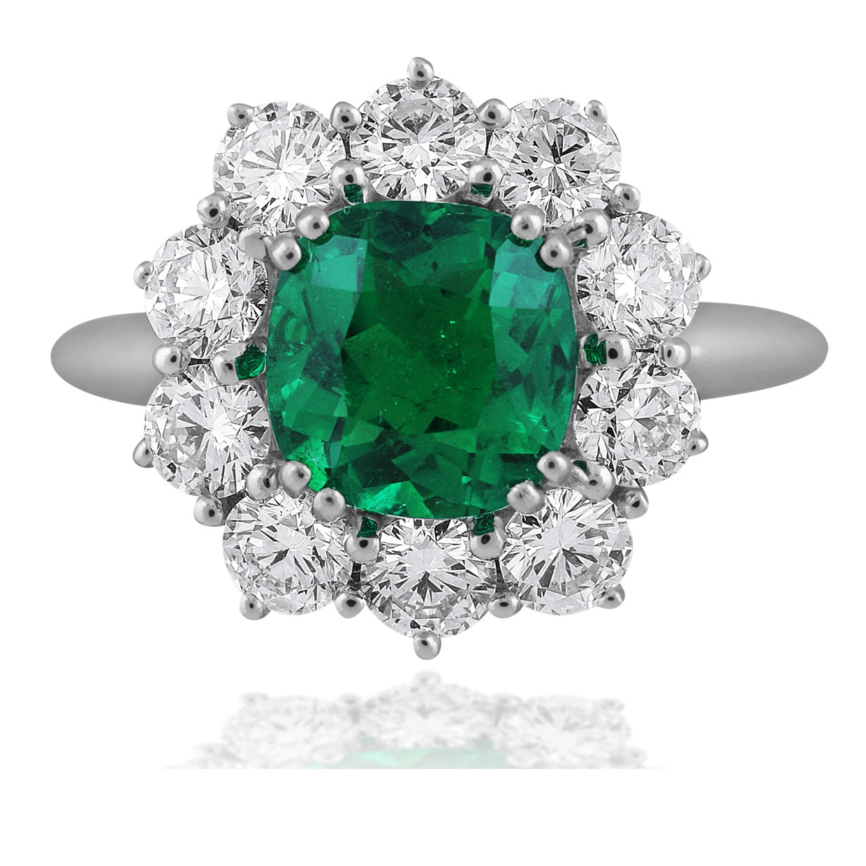 Picchiotti - Cushion Emerald and Round Diamond Earring in 18K White Gold - Jackson Hole Jewelry Company