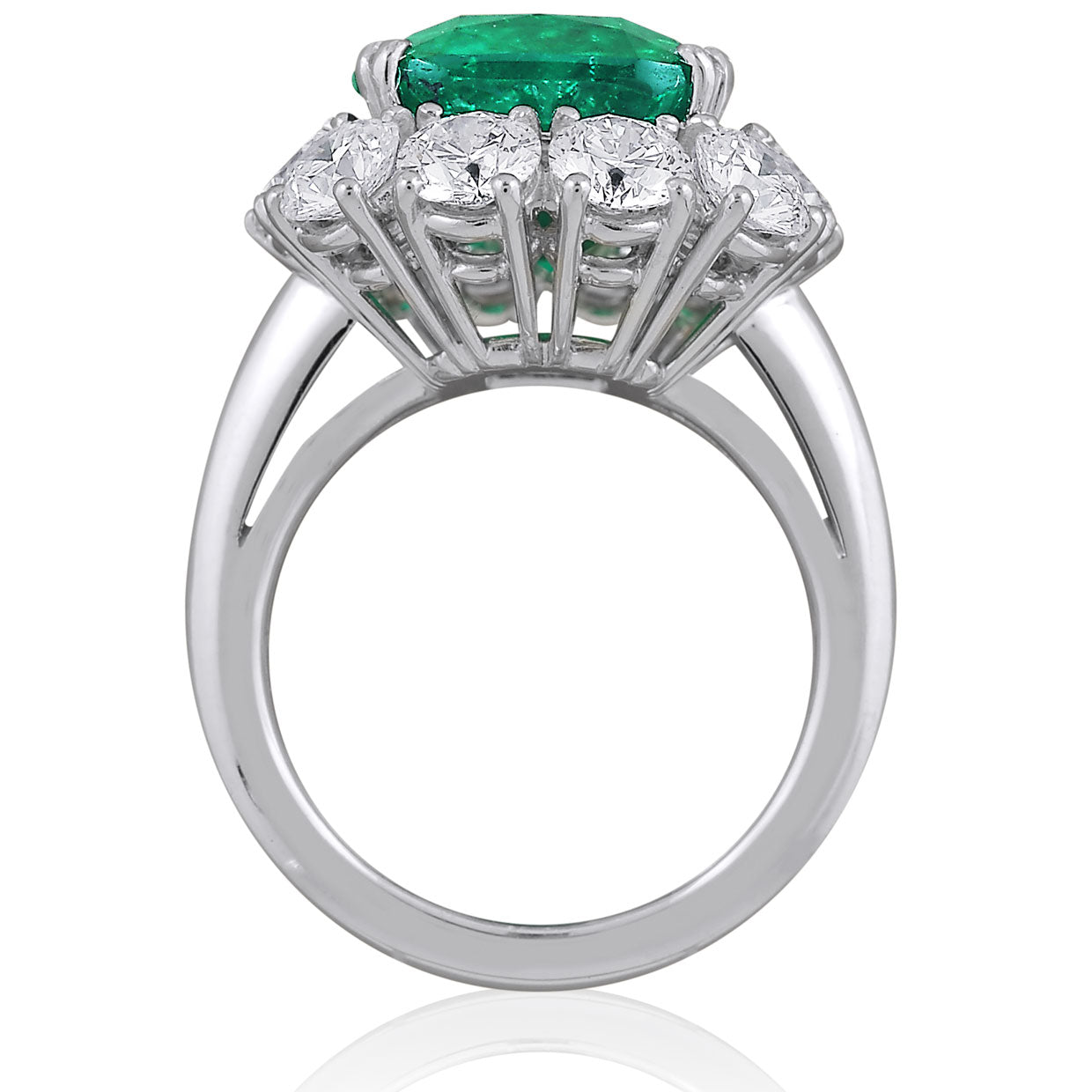 Picchiotti - Cushion Emerald and Round Diamond Ring in Platinum - Jackson Hole Jewelry Company