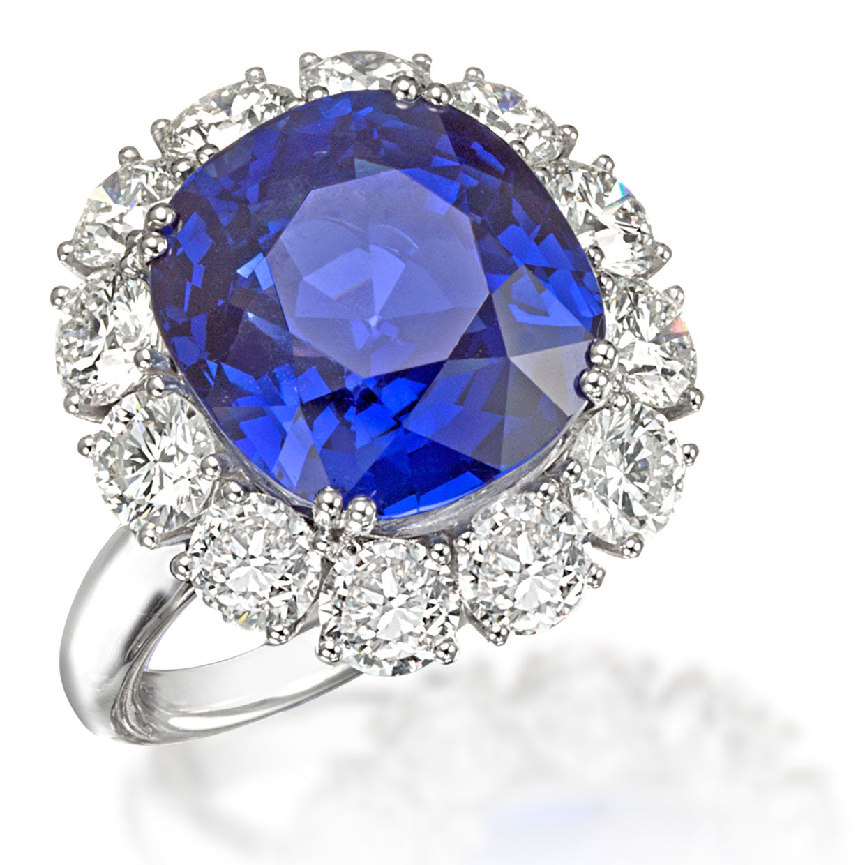 Picchiotti - Cushion Blue Sapphire and Round Diamond Ring in Platinum - Jackson Hole Jewelry Company