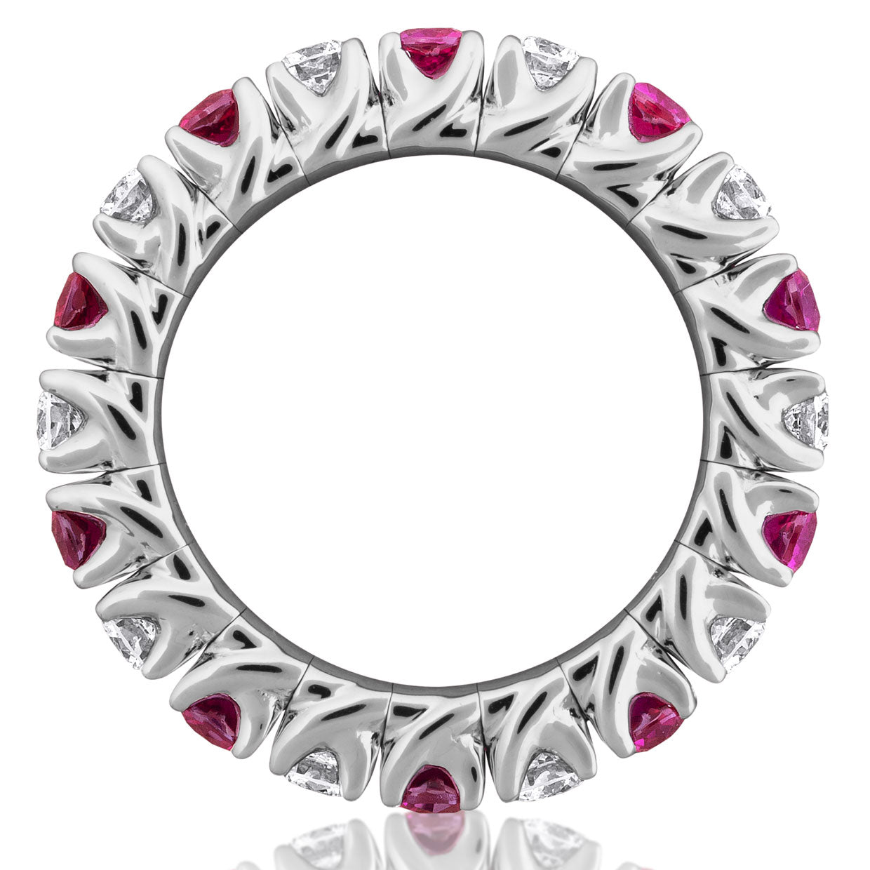 Picchiotti Xpandable™ Ruby and Diamond Eternity Band in 18K White Gold - Jackson Hole Jewelry Company