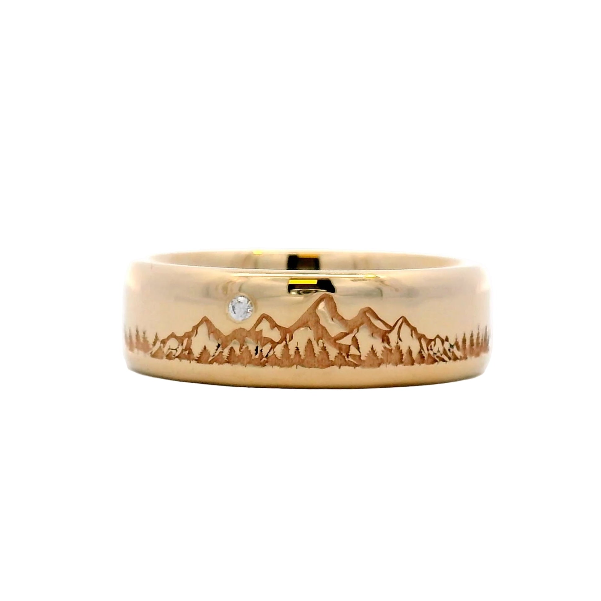 Teton Mountain Treeline Band in 14K Yellow Gold - Jackson Hole Jewelry Company