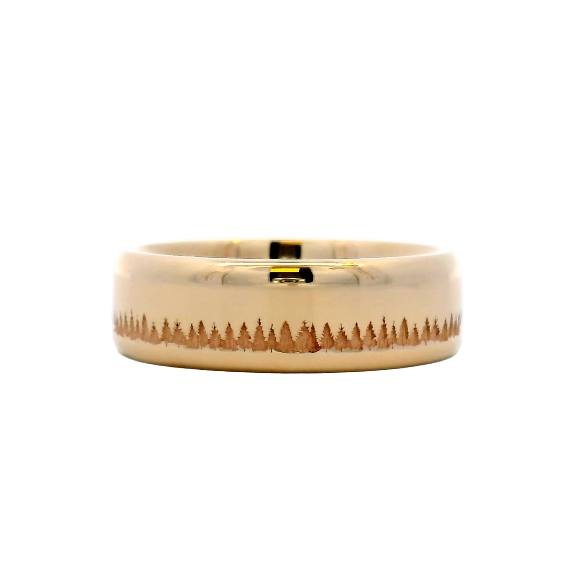 Teton Mountain Treeline Band in 14K Yellow Gold - Jackson Hole Jewelry Company