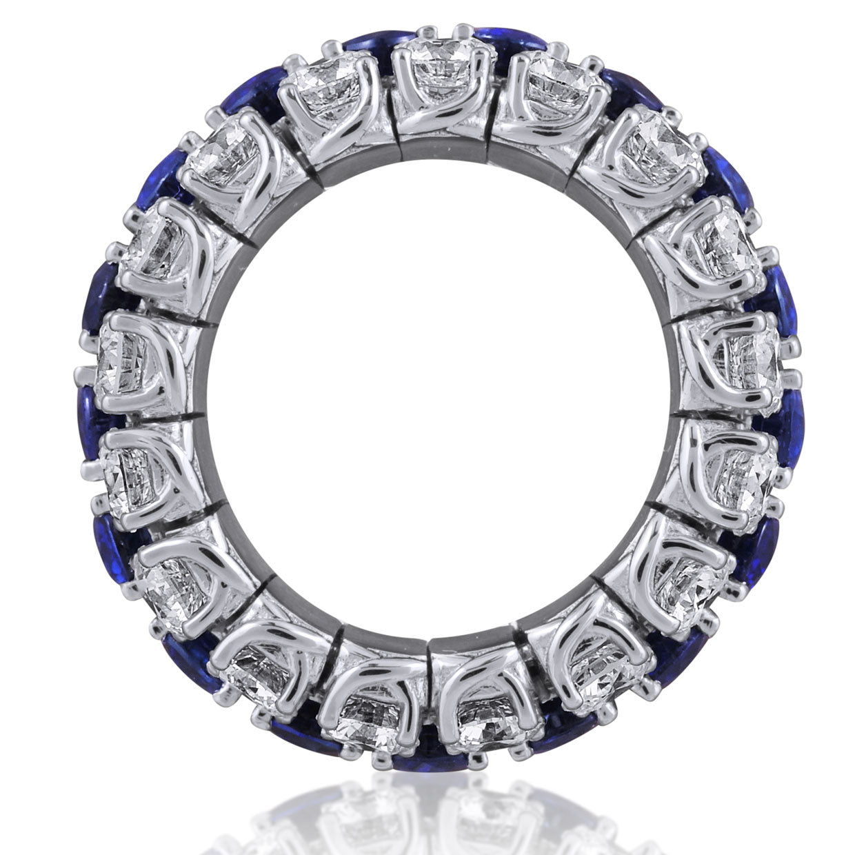 Picchiotti - Xpandable™ Oval Blue Sapphire and Round Diamond Eternity Ring in 18K White Gold - Jackson Hole Jewelry Company