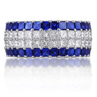 Picchiotti - Octagonal Blue Sapphire and Princess-Cut Diamond Rings in 18K White Gold - Jackson Hole Jewelry Company