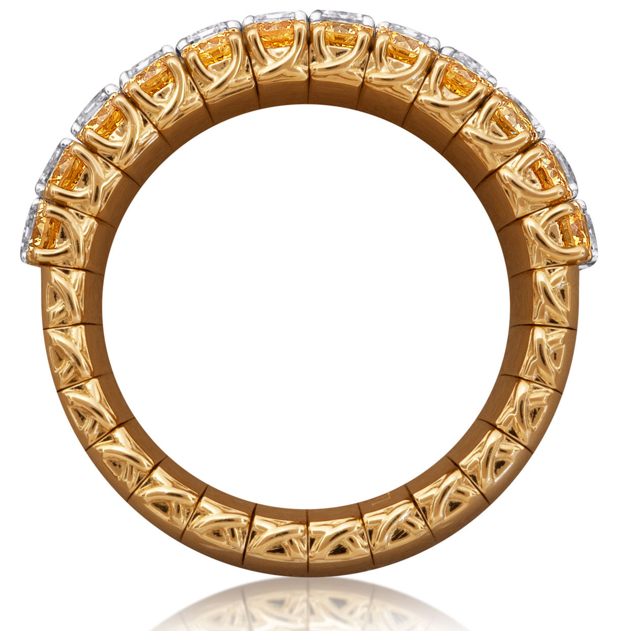 Picchiotti - Xpandable™ Emerald-Cut Fancy Yellow & White Diamond Half Way Ring in 18K Yellow Gold - Jackson Hole Jewelry Company