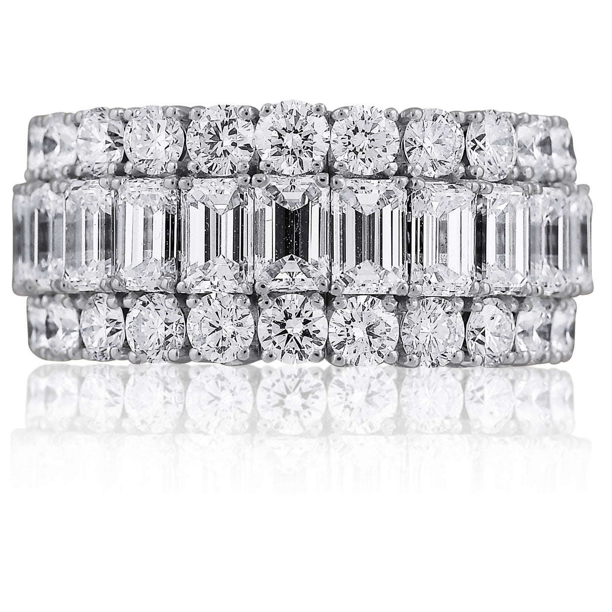Picchiotti - Xpandable™ Round and Emerald Cut Diamond Eternity Band in 18K White Gold - Jackson Hole Jewelry Company