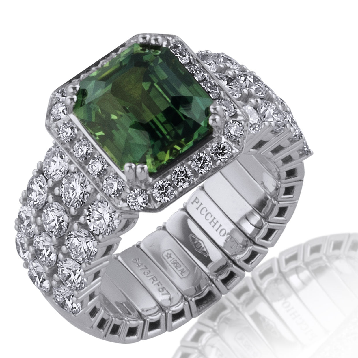 Picchiotti - Xpandable™ Green Sapphire and Diamond Fashion Ring in 18K White Gold - Jackson Hole Jewelry Company