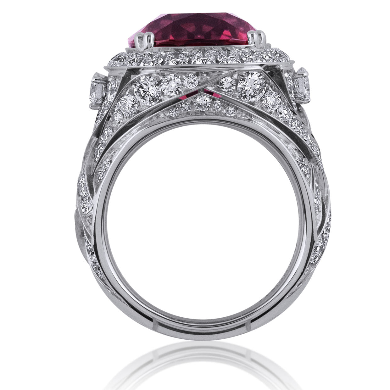 Picchiotti - Red Tourmaline and Diamond Ring in 18K White Gold - Jackson Hole Jewelry Company