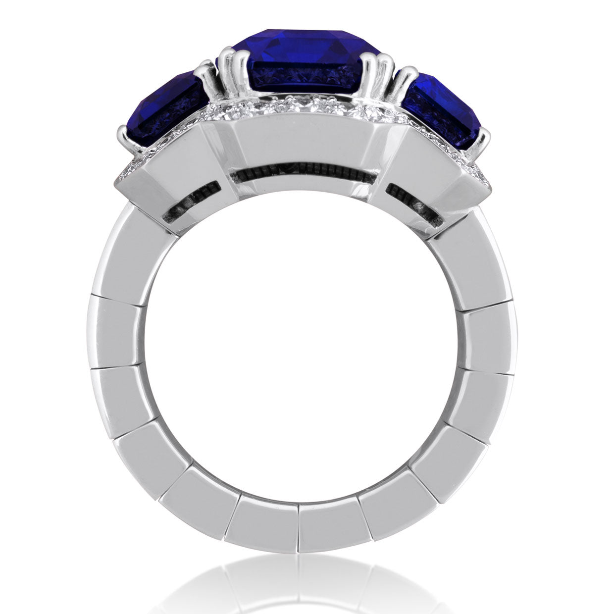 Picchiotti - Xpandable™ Octagonal Blue Sapphire Ring with Round Diamods in 18K White Gold - Jackson Hole Jewelry Company