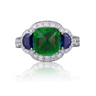 Picchiotti - Xpandable™ Emerald - Blue Sapphire & White Diamond Ring in 18K White Gold - Jackson Hole Jewelry Company