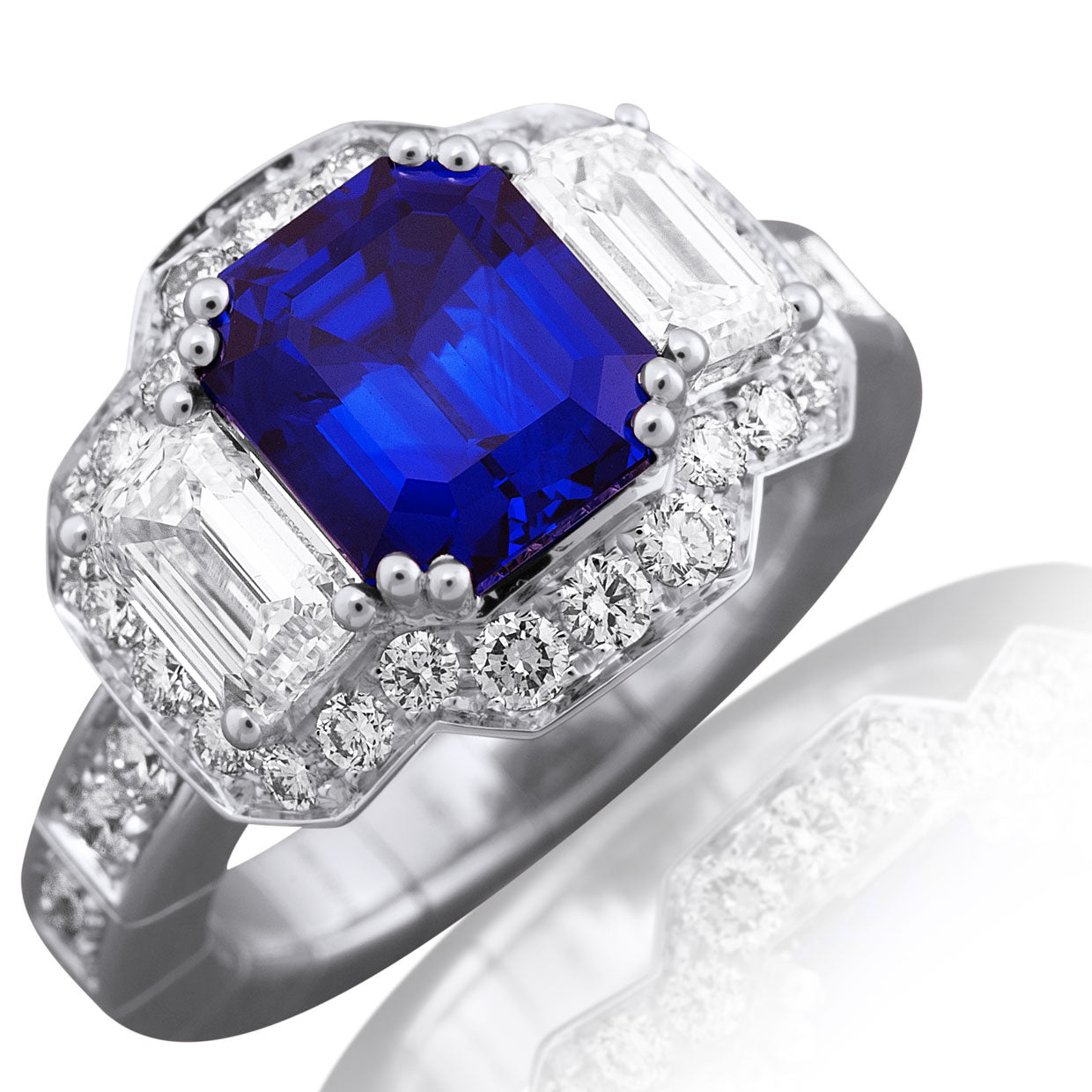 Picchiotti - Xpandable™ Octagonal Blue Sapphire & Diamond Ring in 18K White Gold - Jackson Hole Jewelry Company