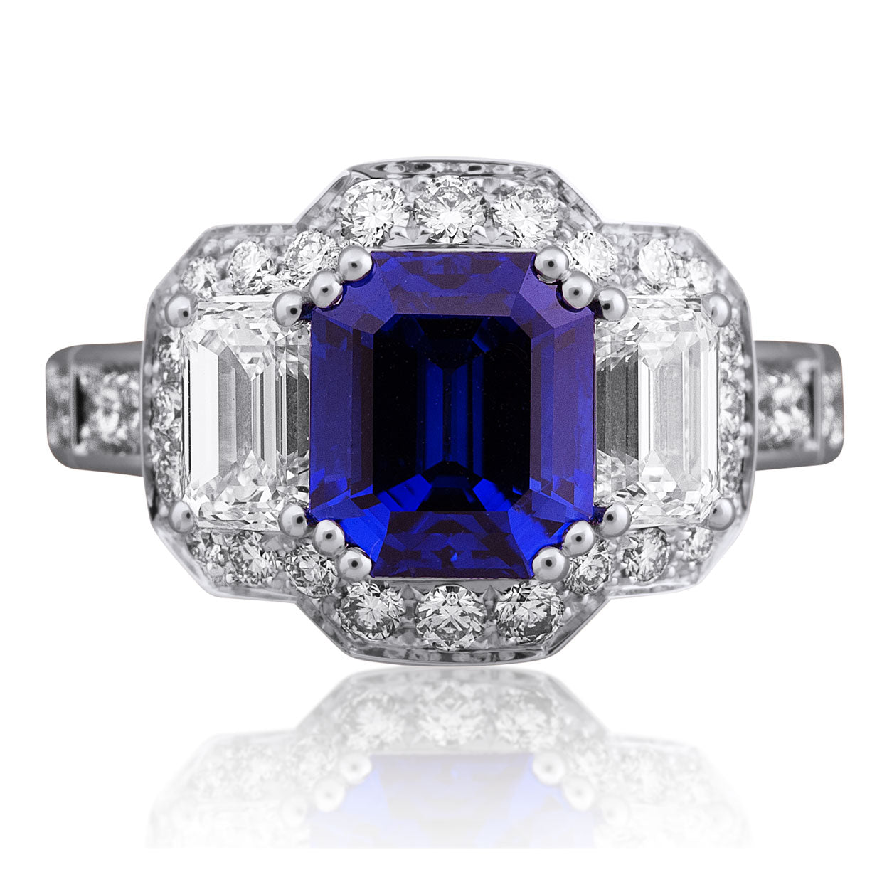 Picchiotti - Xpandable™ Octagonal Blue Sapphire & Diamond Ring in 18K White Gold - Jackson Hole Jewelry Company