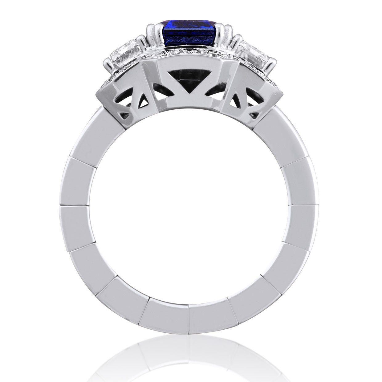 Picchiotti - Xpandable™ Octagonal Blue Sapphire & Diamond Ring in 18K White Gold - Jackson Hole Jewelry Company