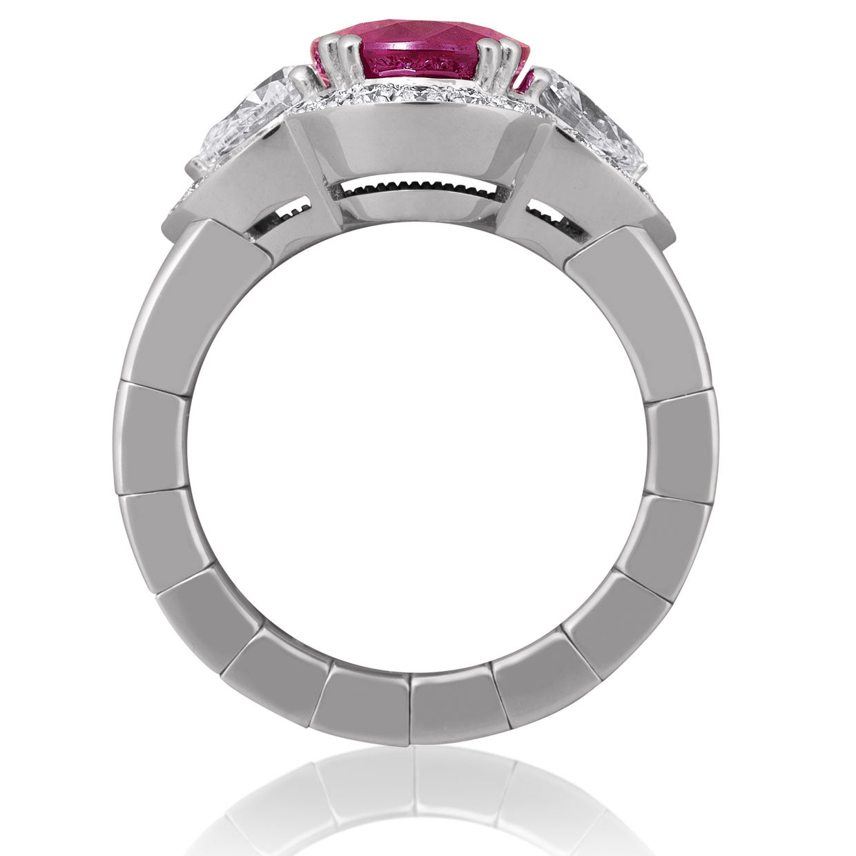 Picchiotti Xpandable™ Oval Cherry-Blossom Ruby & Diamond Ring in 18K White Gold - Jackson Hole Jewelry Company
