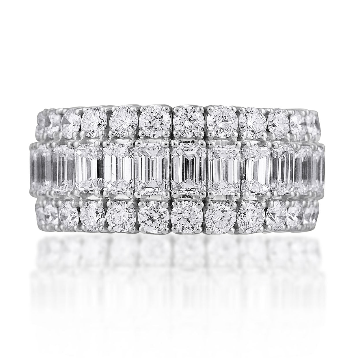 Picchiotti - Xpandable™ Round and Emerald Cut Diamond Eternity Ring in 18K White Gold - Jackson Hole Jewelry Company